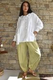 Annie Cushion Cotton Peter Pan Smock Blouse White